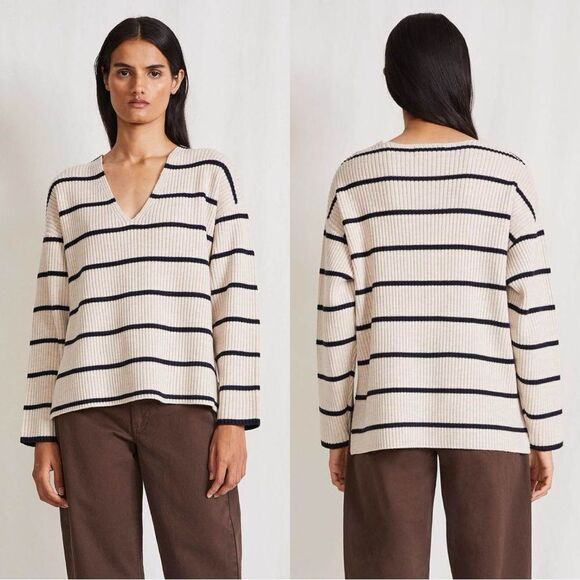 Apiece Apart Maru V Neck Stripe Sweater - Picture 1 of 6